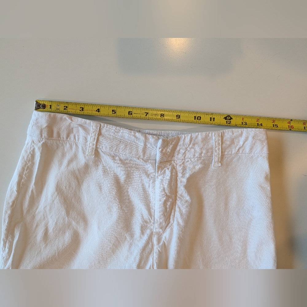 Frank & Eileen Kinsale Linen Blend White Raw Hem Cropped Pants Size 4 - Picture 10 of 11
